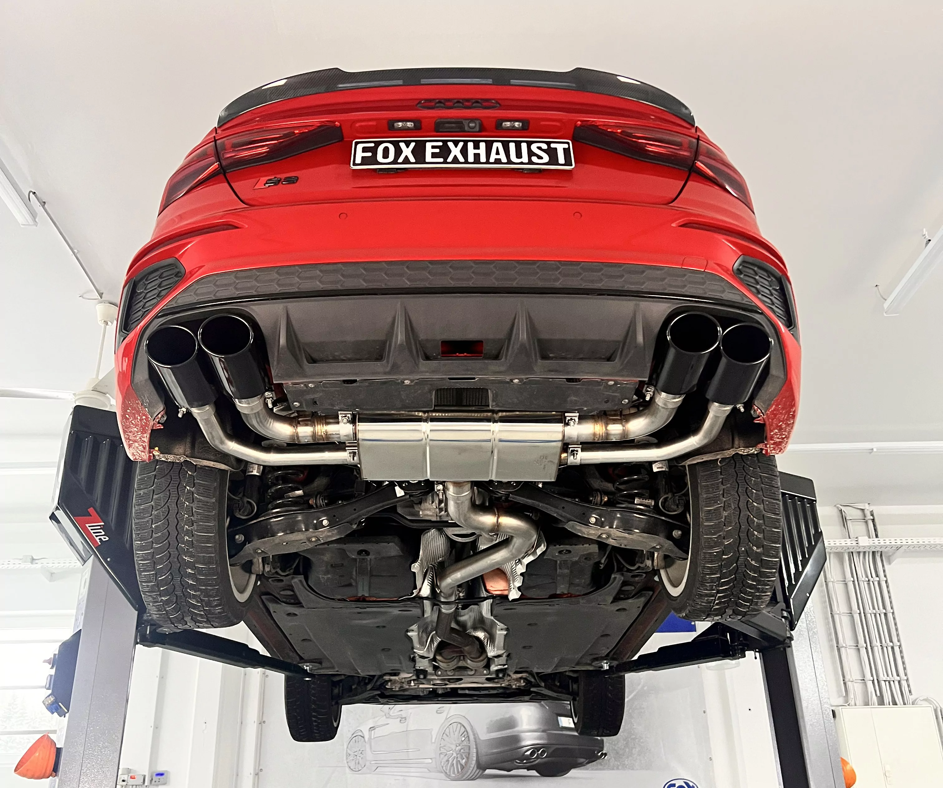 Audi S3 GY - Limousine  Halbanlage ab OPF mit Abgasklappen - 2x115x85 Typ 32 rechts/links Endrohre schwarz emalliert