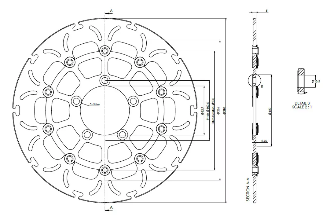 alpha Technik Bremsscheibe Omega-Design ABD33 vorne für Triumph Bonneville Street Cup Street Twin Thruxton / R