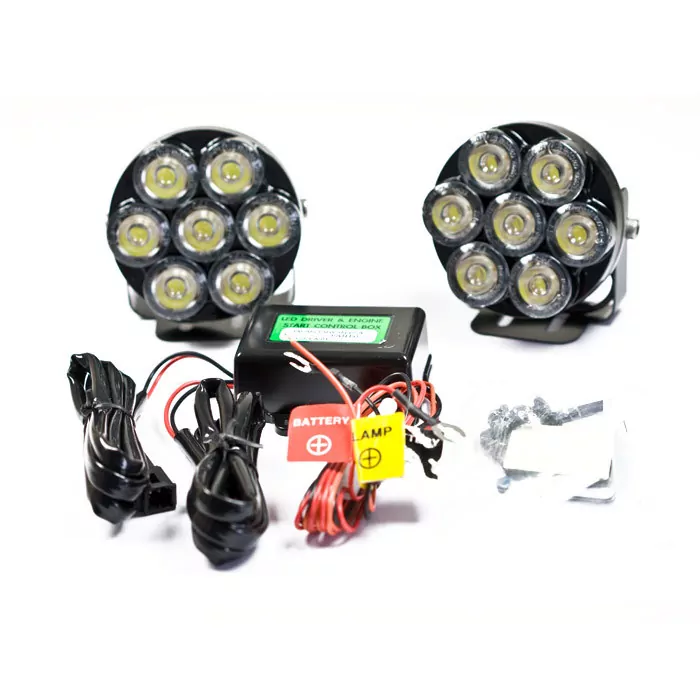 Tagfahrlicht-led Inkl. Steuergerät, 7x Power-led + Halterung, Maße: Ø 75 X 43 Mm, E-geprüft