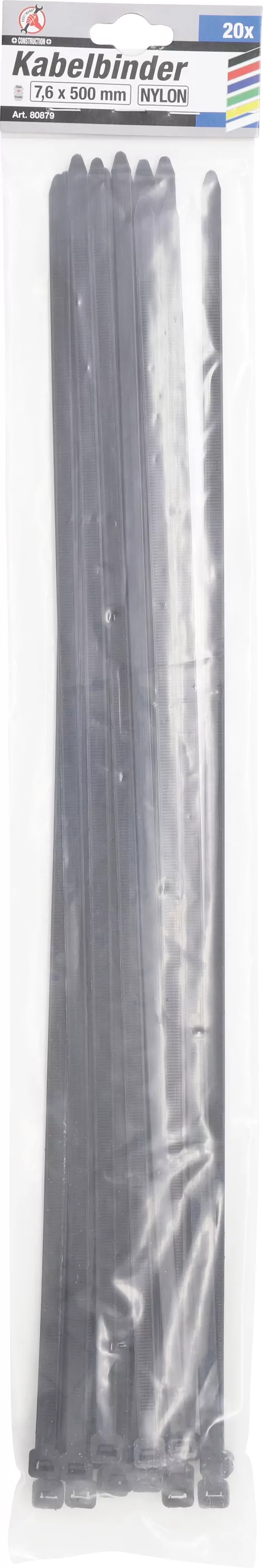 Kabelbinder-Sortiment | schwarz | 7,6 x 500 mm | 20-tlg.