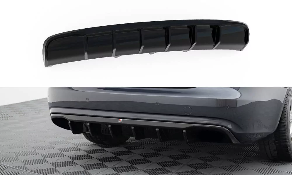 Diffusor Heck Ansatz Für Audi A4 B8 Facelift (Version Ohne Auspuff) Schwarz Hochglanz