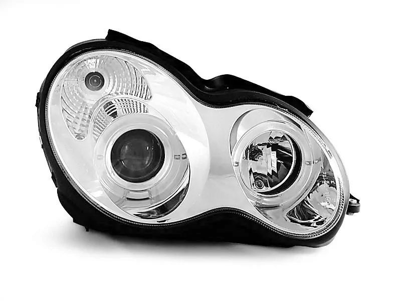 Headlights Angel Eyes Chrome Fits Mercedes W203 C-Klasse 07.00-03.04