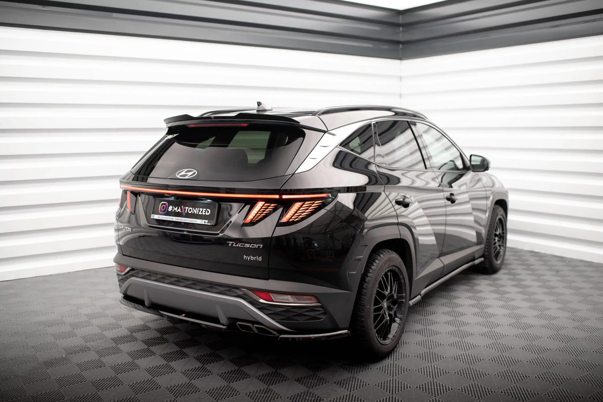 Heck Ansatz Flaps Diffusor Für Hyundai Tucson Mk4 Schwarz Hochglanz