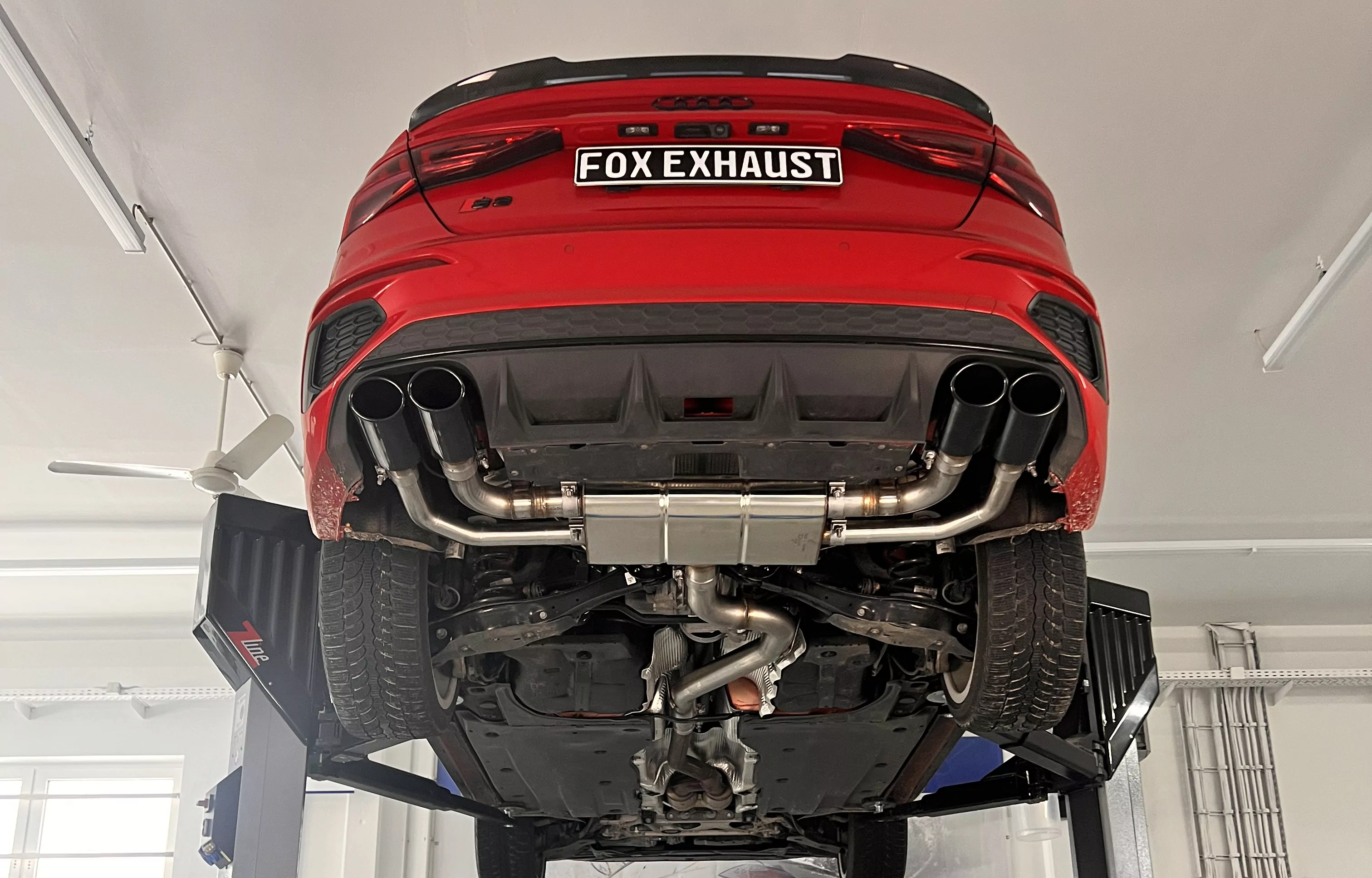 Audi S3 GY - Limousine  Halbanlage ab OPF mit Abgasklappen - 2x106x71 Typ 32 rechts/links Endrohre schwarz emalliert