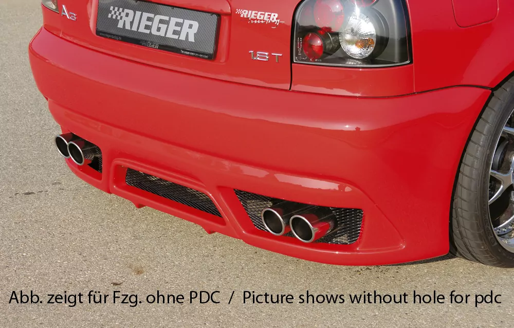 Rieger Heckschürze neues Design für Audi A3 (8L) - 3-tür.  für 4-Rohr-Anlage, carbon optik