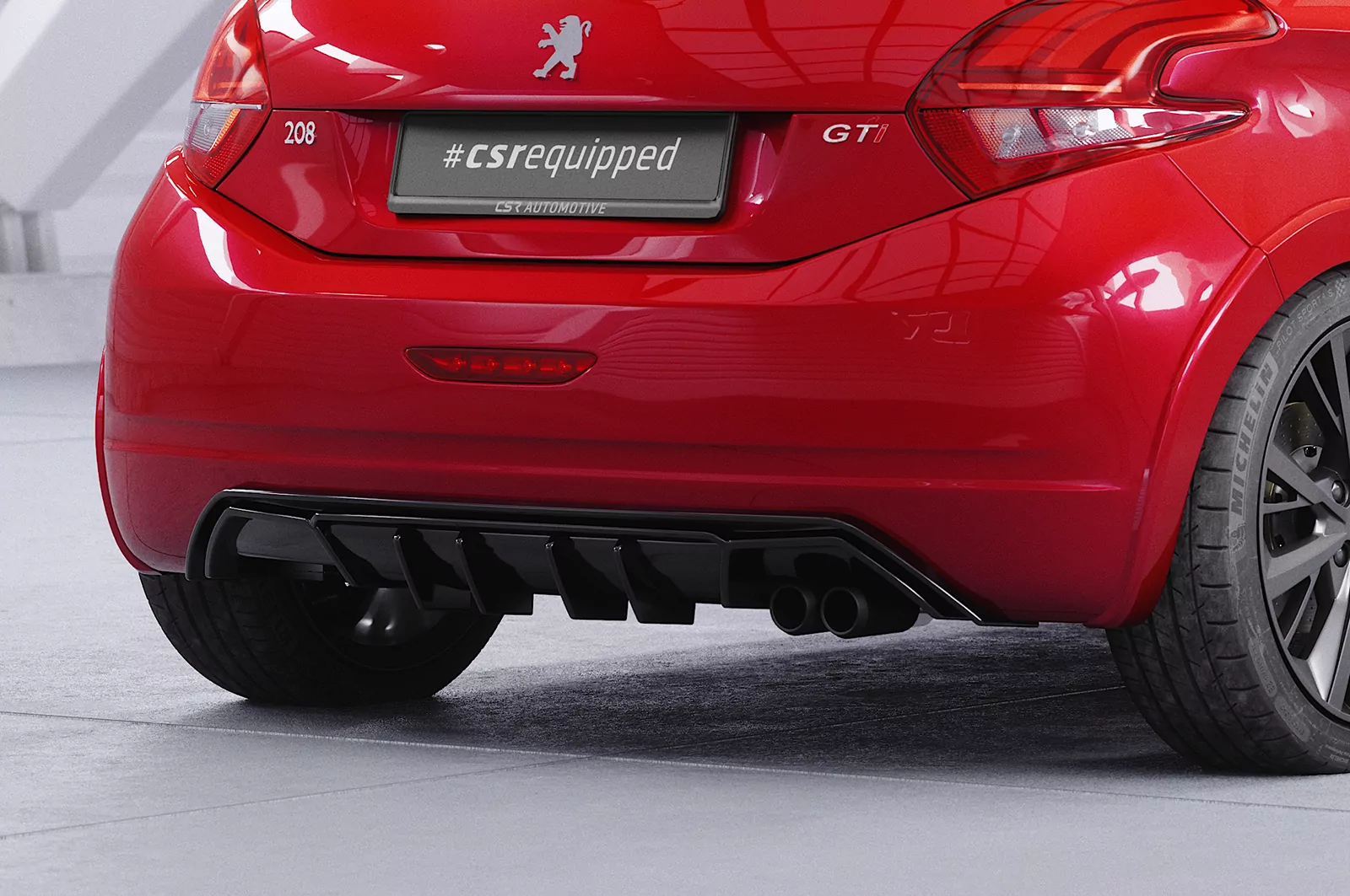 Heckansatz für Peugeot 208 GTi HA456 Schwarz Strukturiert