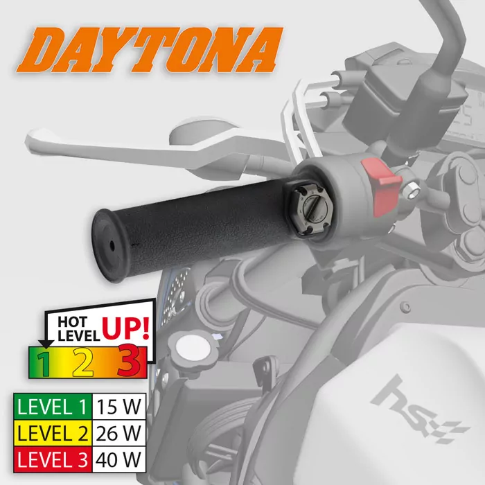 Heizgriffe "Daytona IV" | Motorräder | 1"-25,4 mm L 134 + R 124mm | 3 fach verstellbar | geschlossen