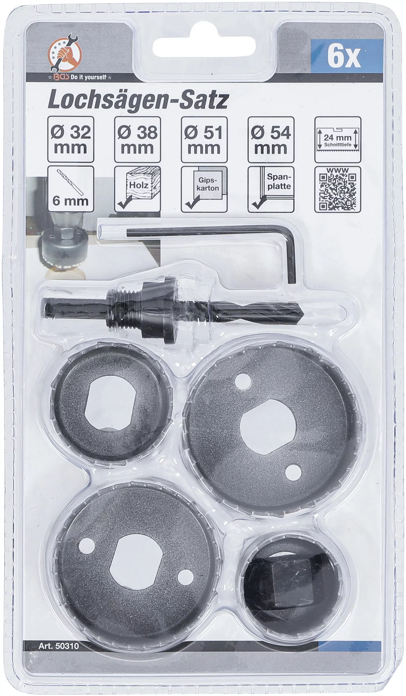 Lochsägen-Satz | Ø 32 - 54 mm | Tiefe 24 mm | 6-tlg.