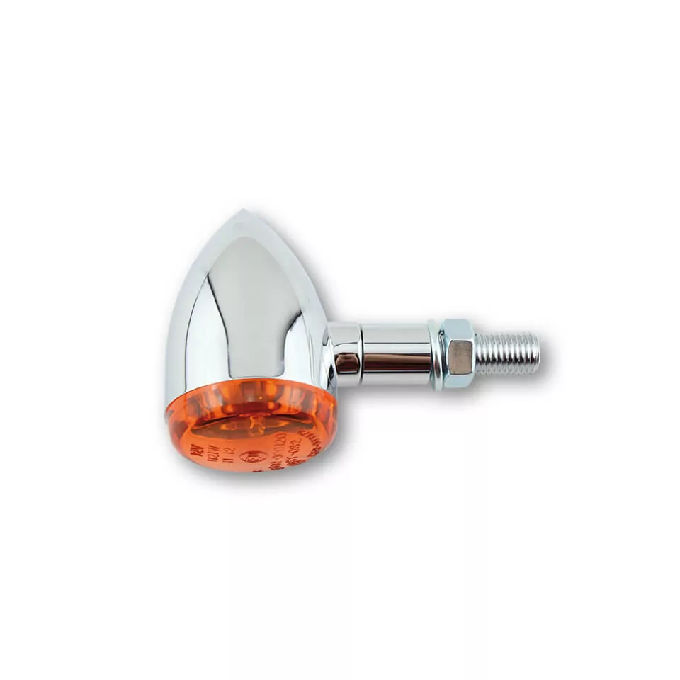 HIGHSIDER smart Bullet Light Glühlampen Blinker Gehäuse Chrom / Linse Orange (Paar), Vorn & Hinten