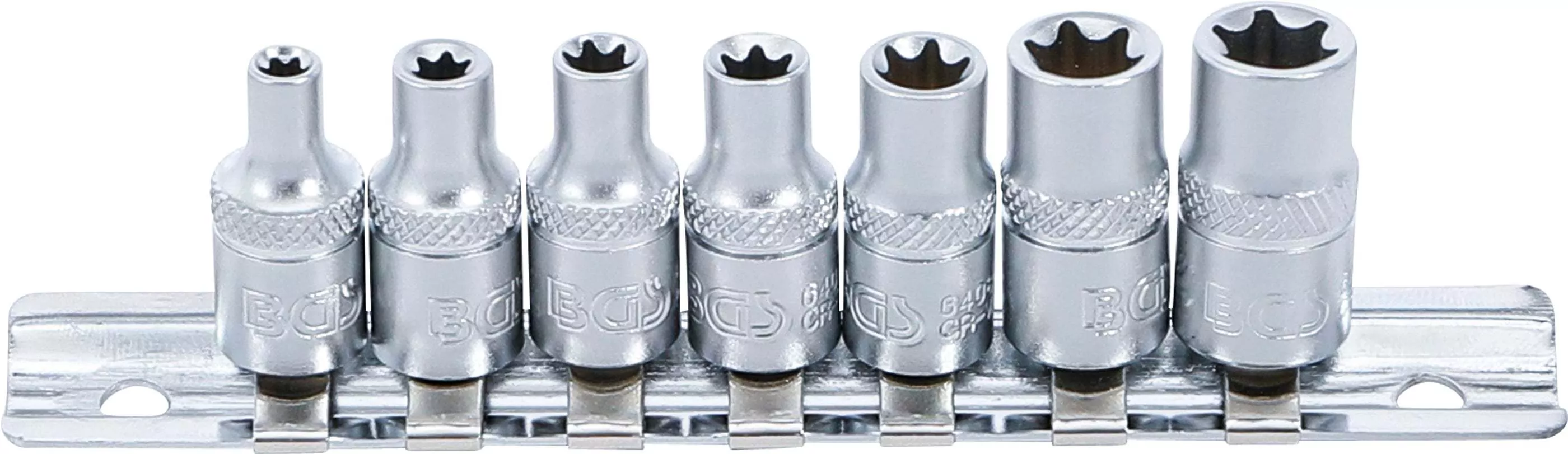 Steckschlüssel-Einsatz-Satz E-Profil | Antrieb Innenvierkant 6,3 mm (1/4") | SW E4 - E11 | 7-tlg.
