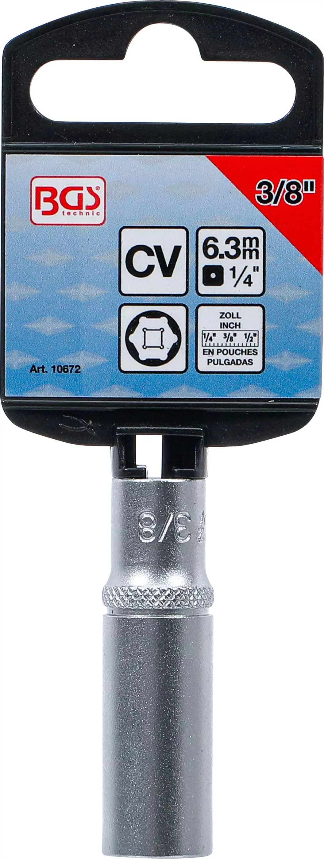 Steckschlüssel-Einsatz Sechskant, tief | Antrieb Innenvierkant 6,3 mm (1/4") | SW 3/8"