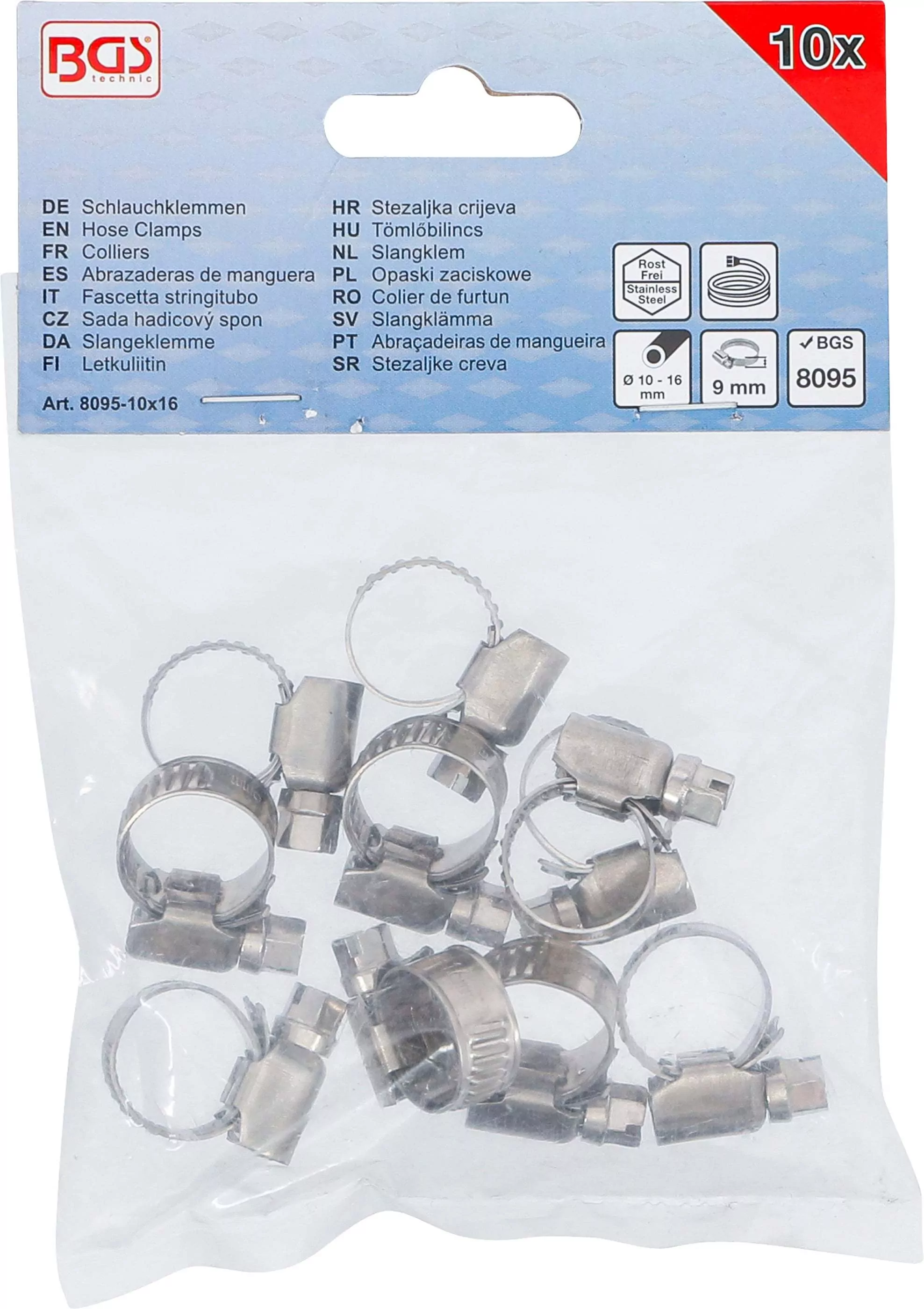 Schlauchklemmen | rostfrei | 10 x 16 mm | 10-tlg.