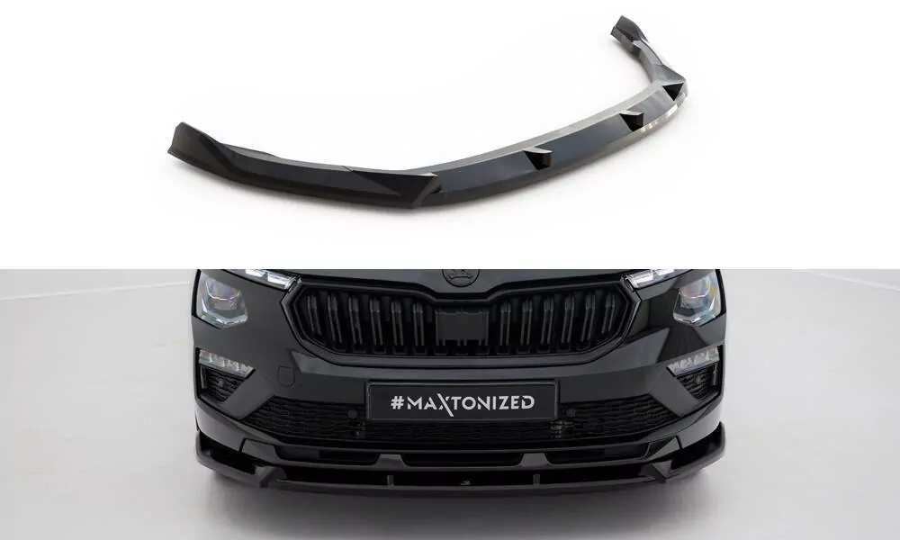 Front Ansatz V.2 Für Skoda Kamiq Monte Carlo Mk1 Facelift Schwarz Hochglanz