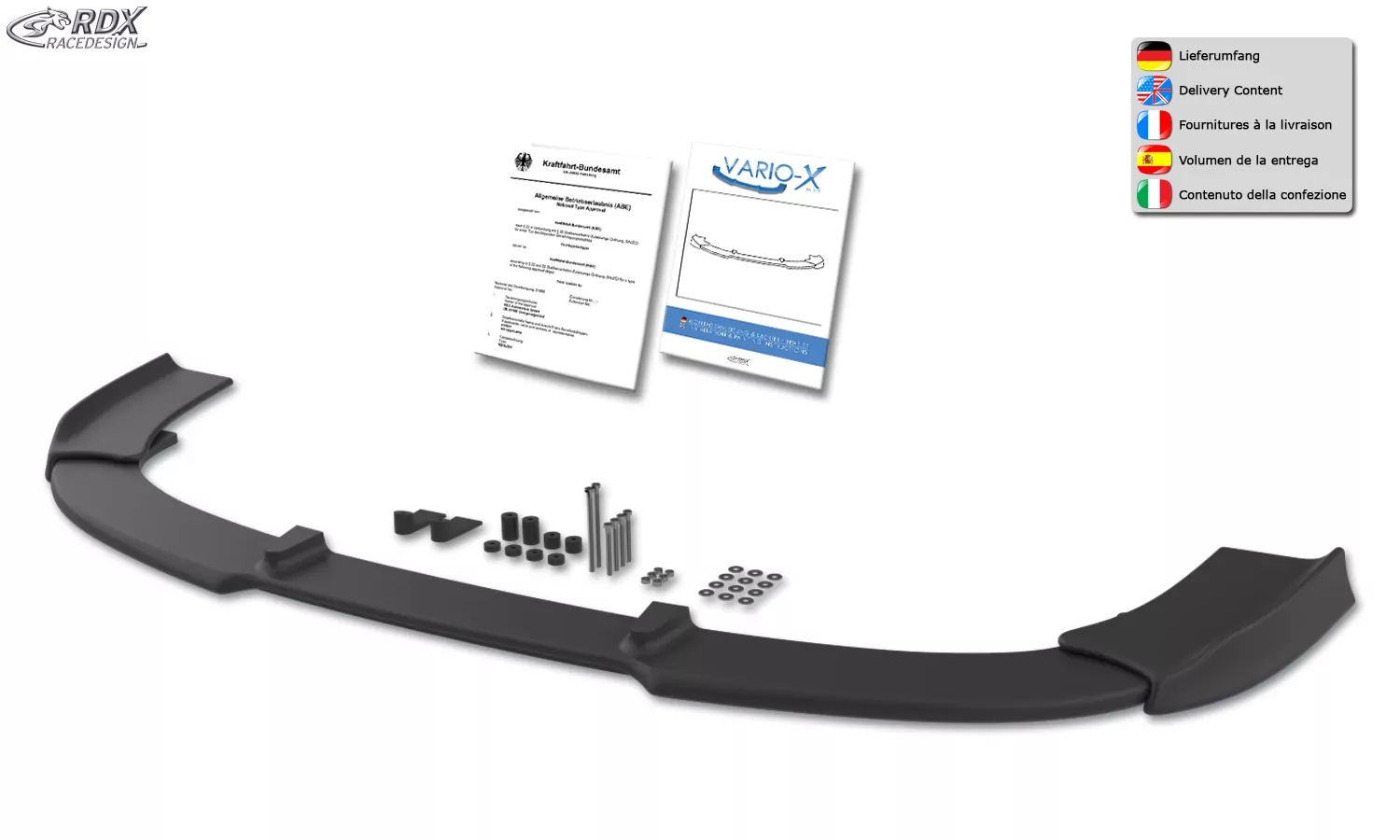 RDX Frontspoiler VARIO-X für SEAT Leon 1P Facelift 2009+ FR & Cupra Frontlippe Front Ansatz Vorne Spoilerlippe