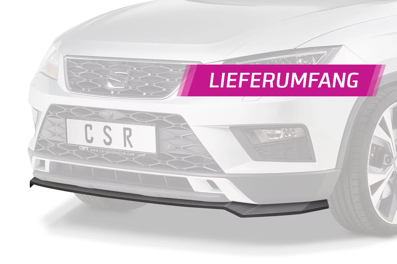 Cup-Spoilerlippe mit ABE für Seat Ateca (Typ 5FP, KH7) CSL567 Schwarz Strukturiert