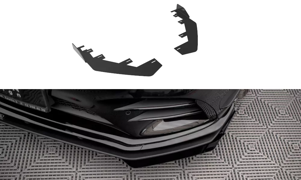 Front Stoßstange Flaps Für Mercedes A35 AMG / AMG-Line Aero Pack W177  Schwarz Hochglanz