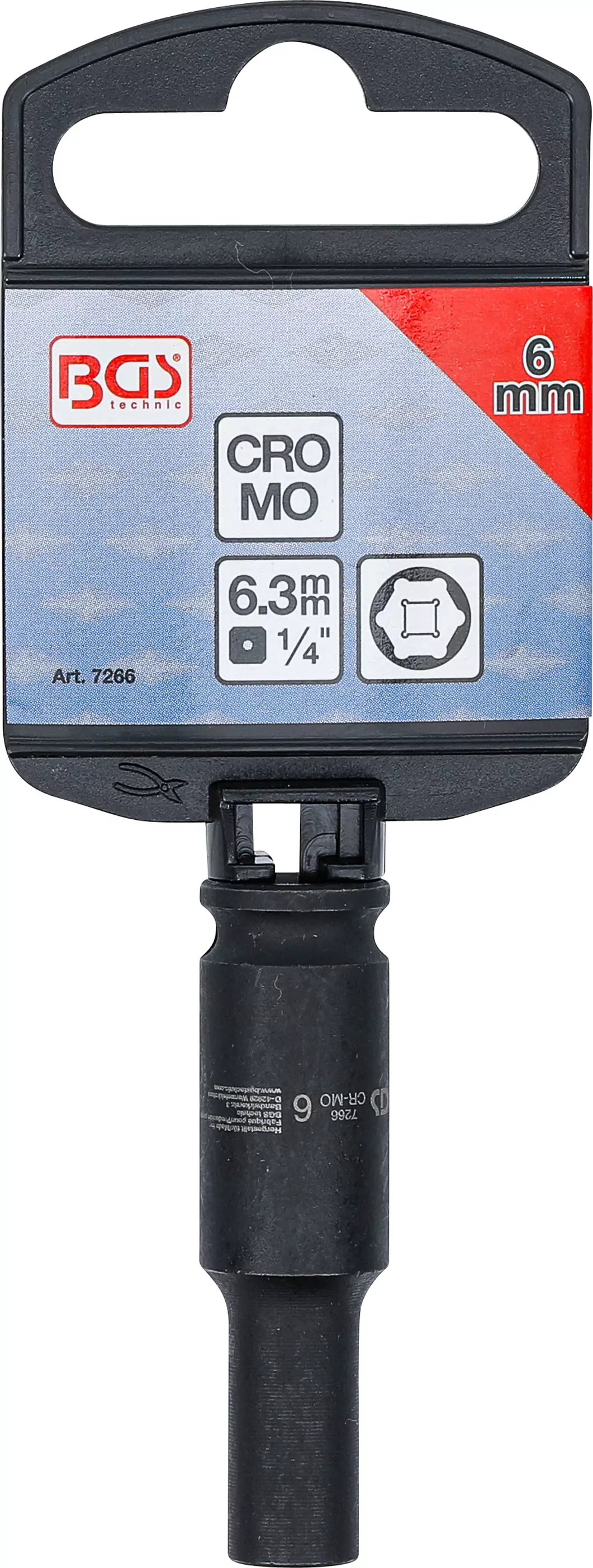 Kraft-Steckschlüssel-Einsatz Sechskant, tief | Antrieb Innenvierkant 6,3 mm (1/4") | SW 6 mm