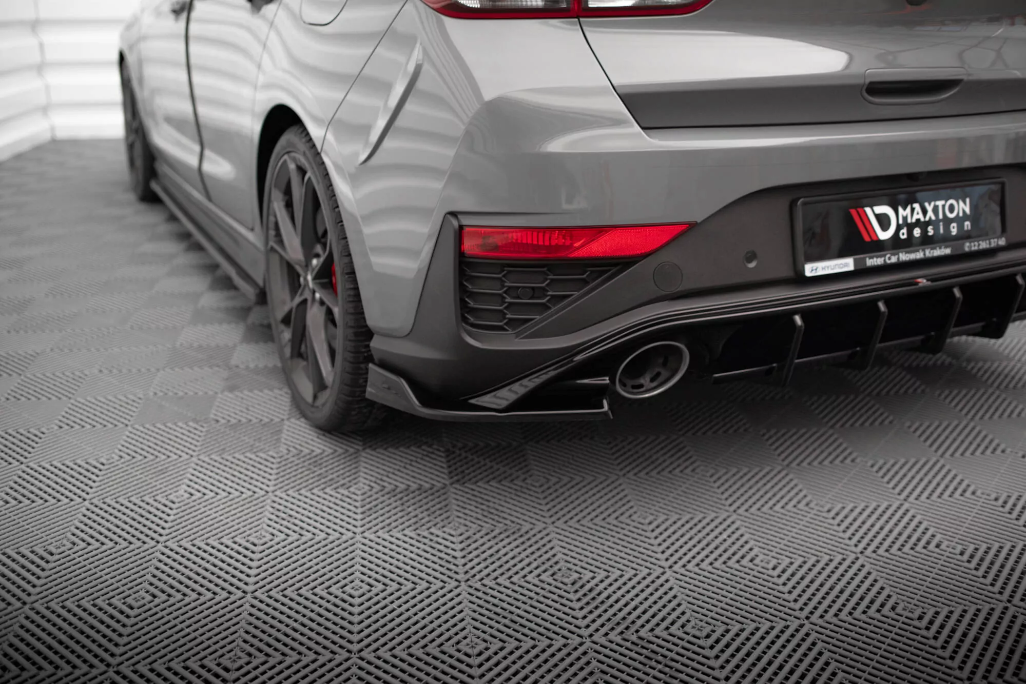Heck Ansatz Flaps Diffusor V.6 Für Hyundai I30 N Hatchback Mk3 Facelift Schwarz Hochglanz