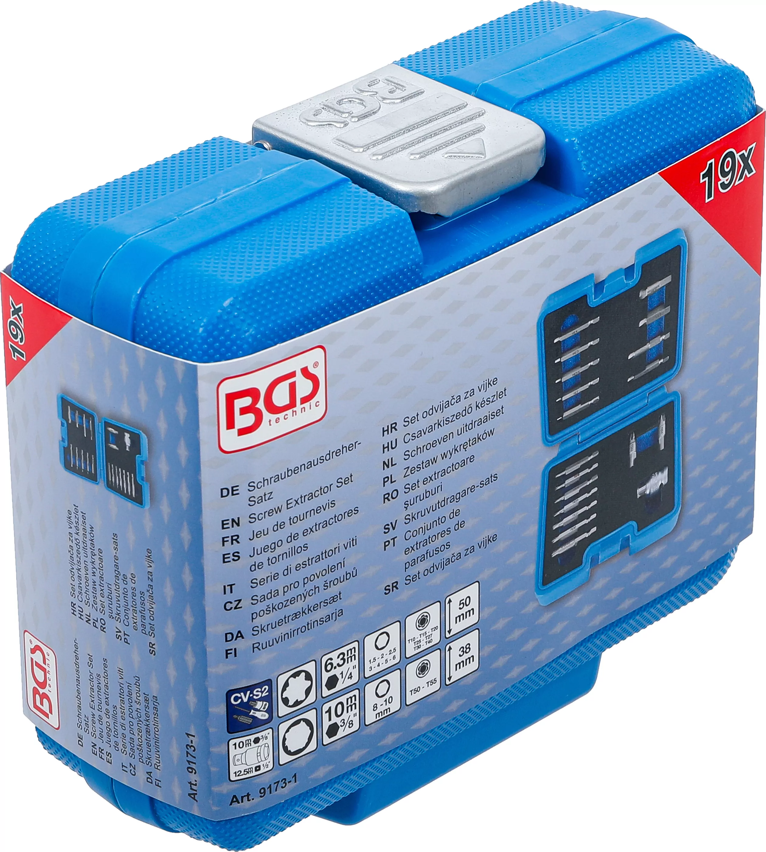 Schraubenausdreher-Satz | für Innensechskant 1,5 - 10 mm / T-Profil (für Torx) | T10 - T55 | 19-tlg.