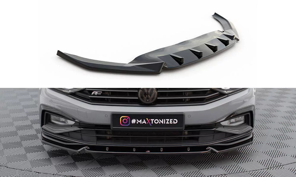 Front Ansatz V.1 Für Volkswagen Passat R-Line B8 Facelift Schwarz Hochglanz