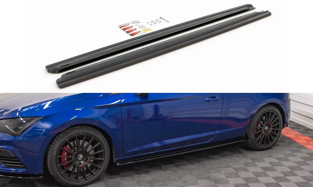 Seitenschweller Ansatz Passend Für Seat Leon Cupra / FR SC Mk3 / Mk3 FL Schwarz Hochglanz