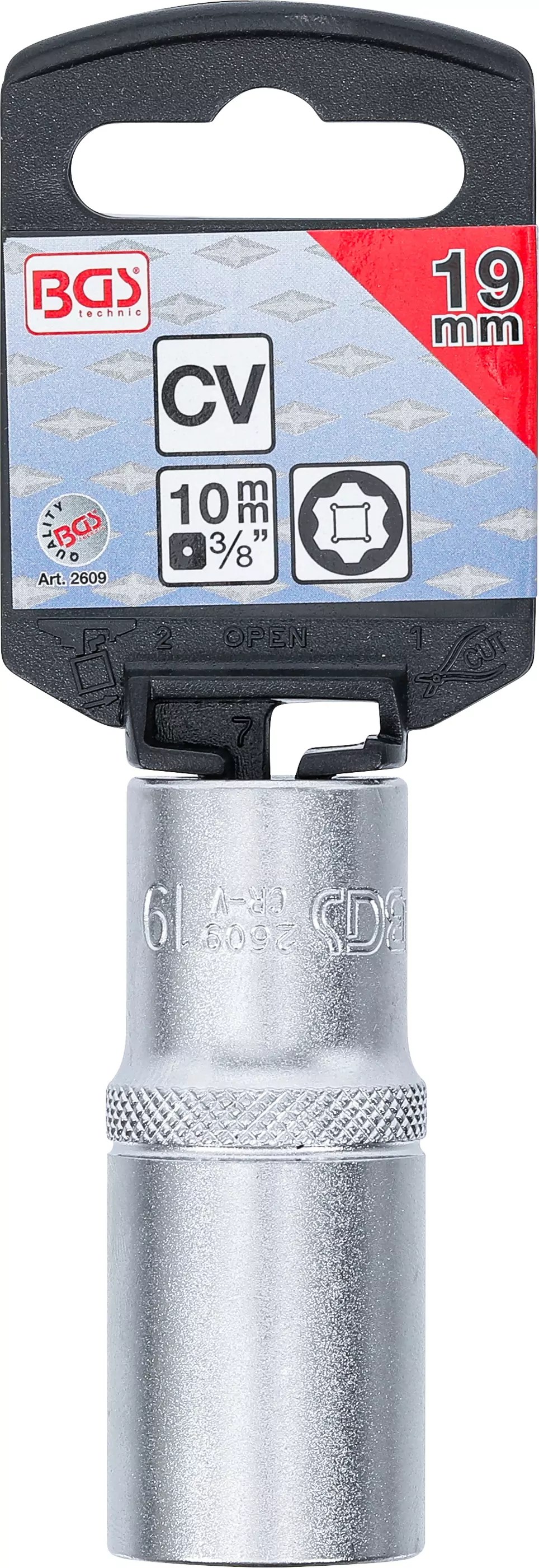 Steckschlüssel-Einsatz Super Lock, tief | Antrieb Innenvierkant 10 mm (3/8") | SW 19 mm