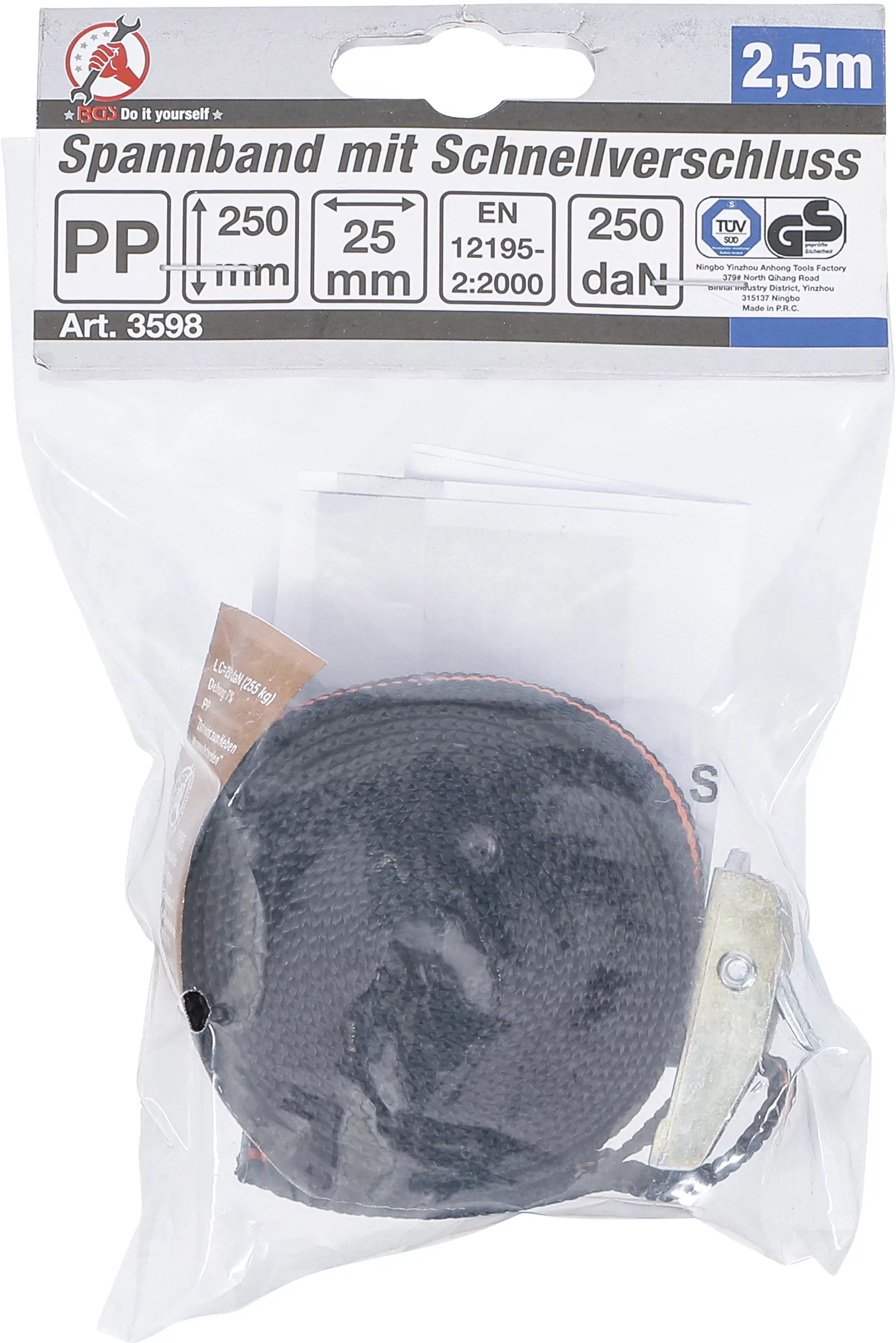 Spannband mit Schnellverschluss | 2,5 m x 25 mm