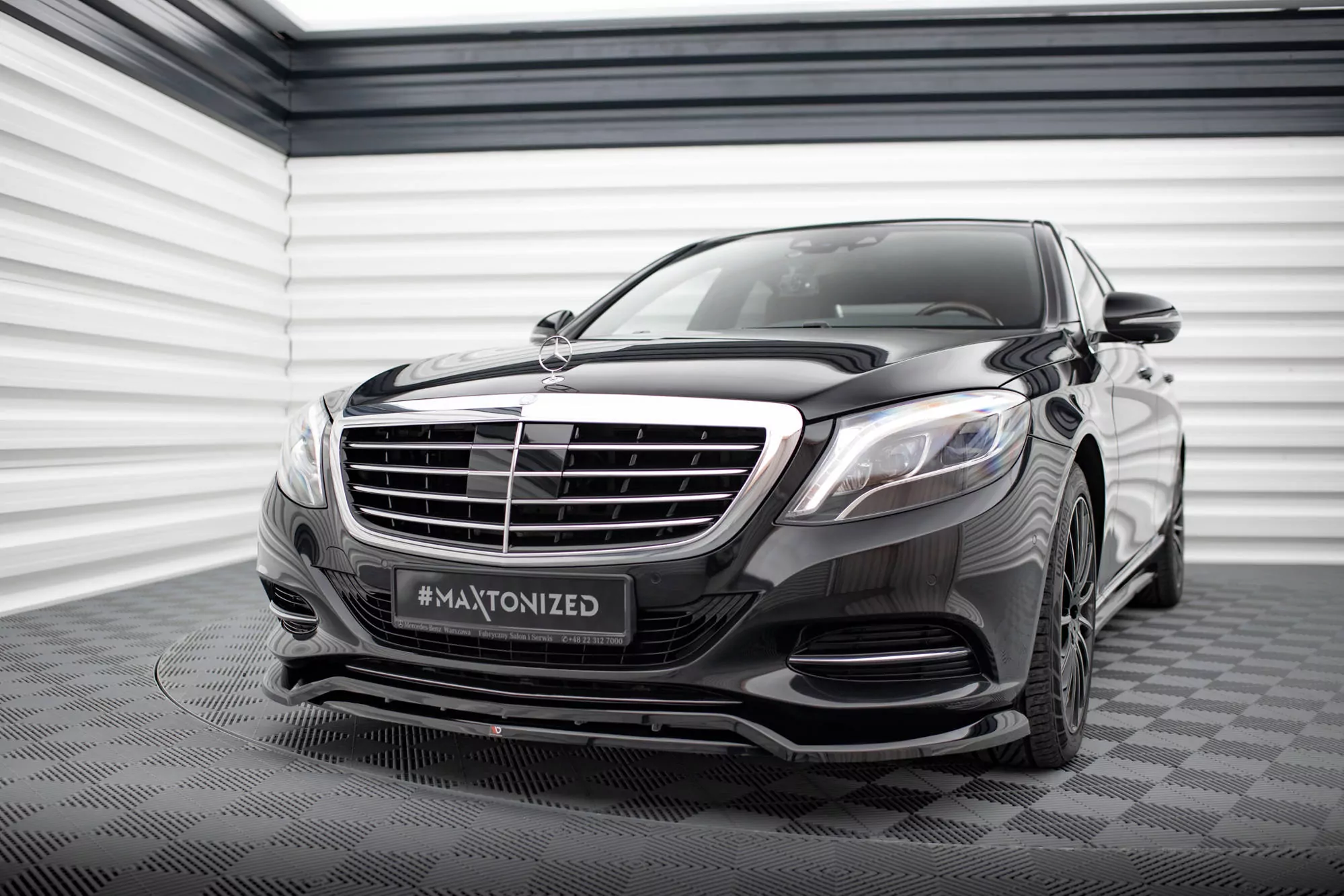 Front Ansatz V.2 Für Mercedes-Benz S W222 Schwarz Hochglanz
