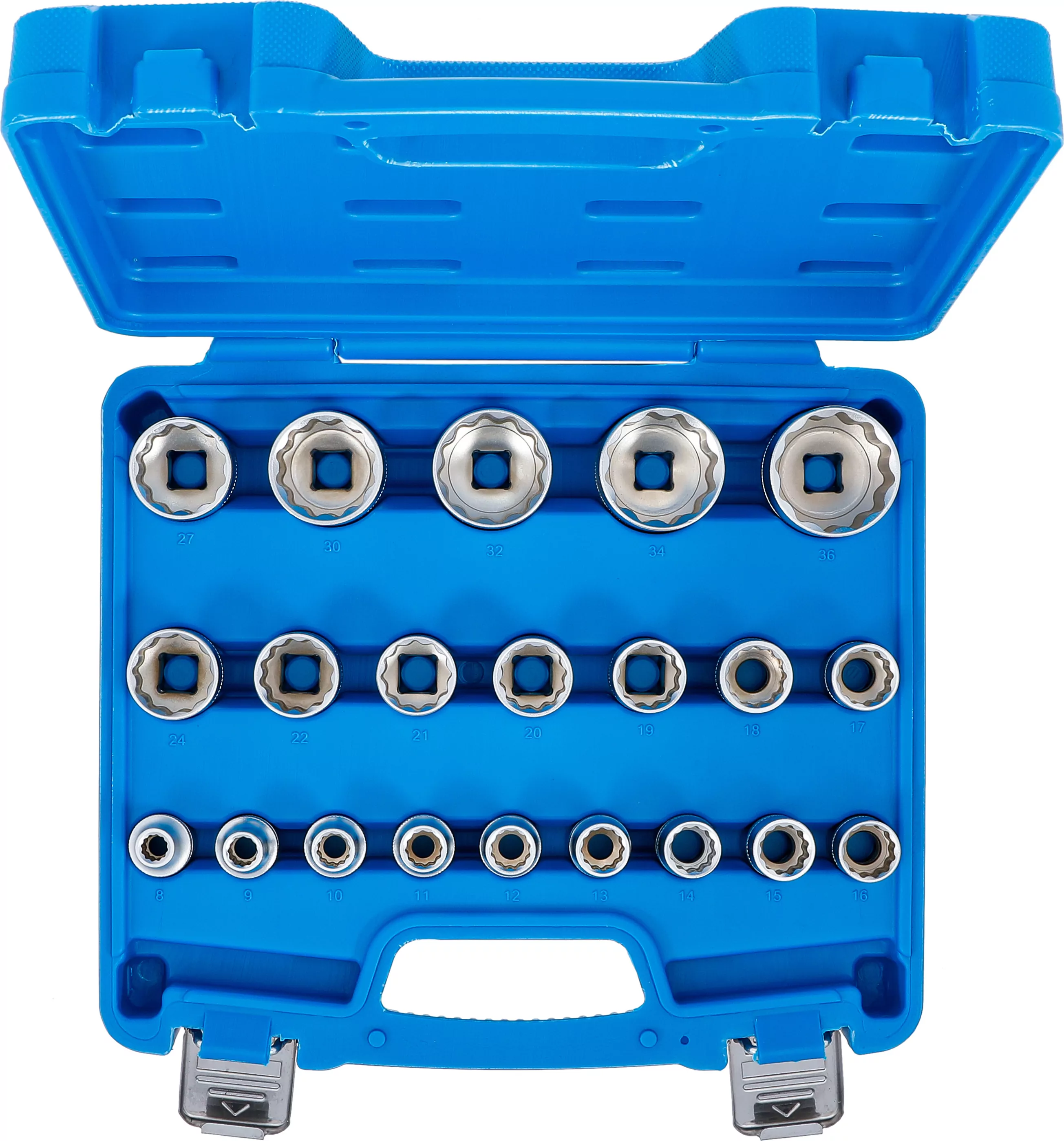 Steckschlüssel-Einsatz-Satz Zwölfkant | Antrieb Innenvierkant 12,5 mm (1/2") | SW 8 - 36 mm | 21-tlg.