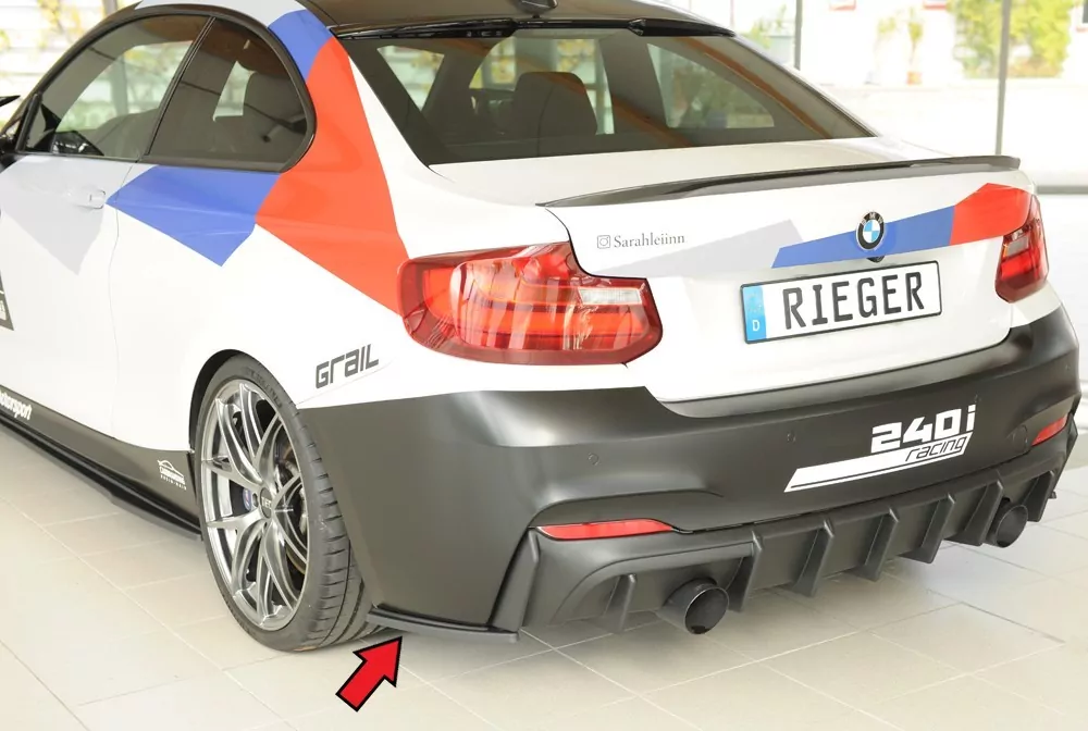 Rieger Heckschürzenansatz seitlich links matt schwarz für BMW 2er F23  (1C) Cabrio 07.17- (ab Facelift) LCI