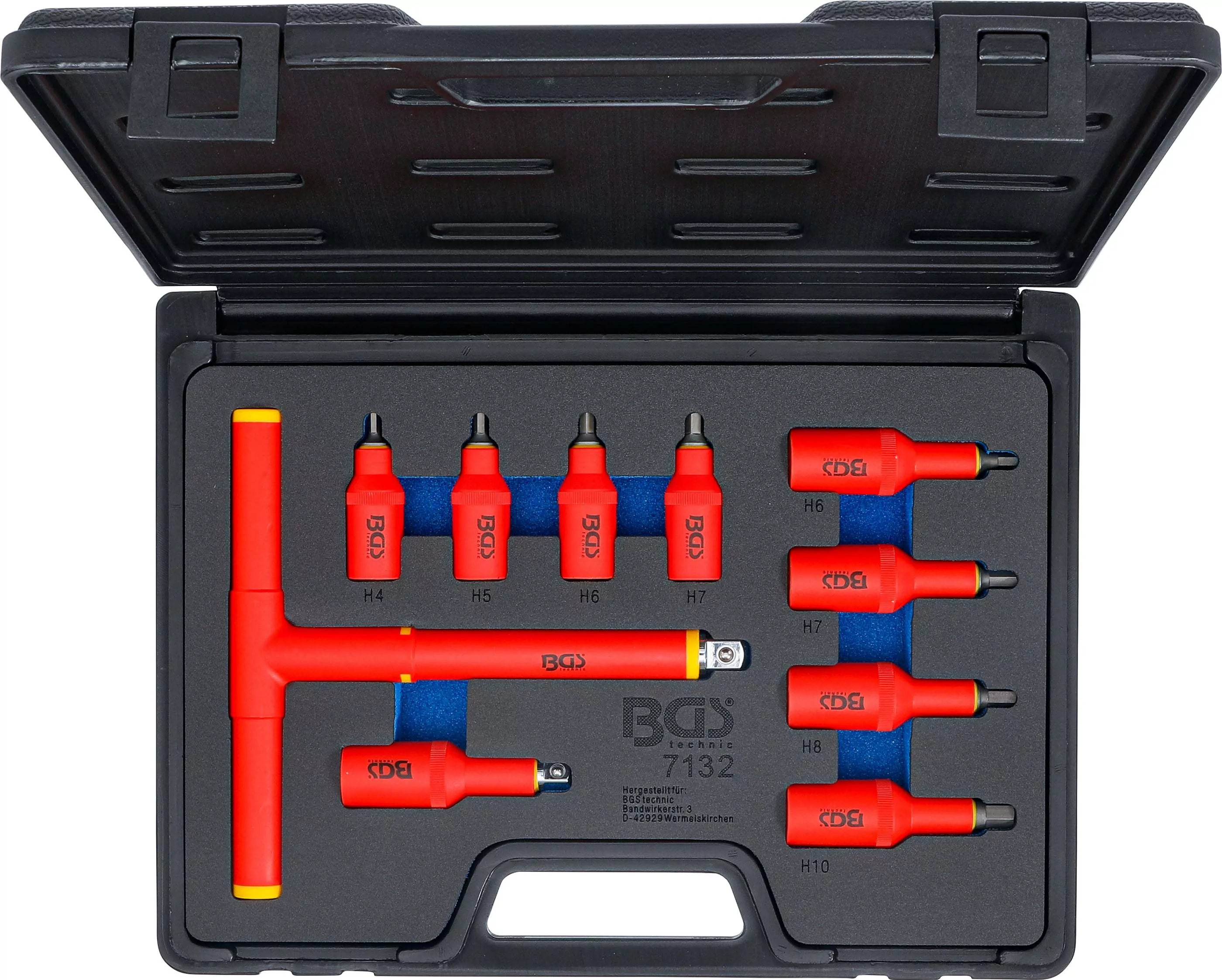 VDE-Bit-Einsatz-Satz | Antrieb Innenvierkant 10 mm (3/8") / 12,5 mm (1/2") | Innensechskant 4 - 10 mm | 10-tlg.