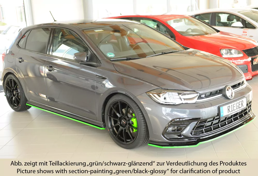 Rieger Spoilerschwert glanz schwarz für VW Polo (AW) R-Line 5-tür. 06.21- (ab Facelift)