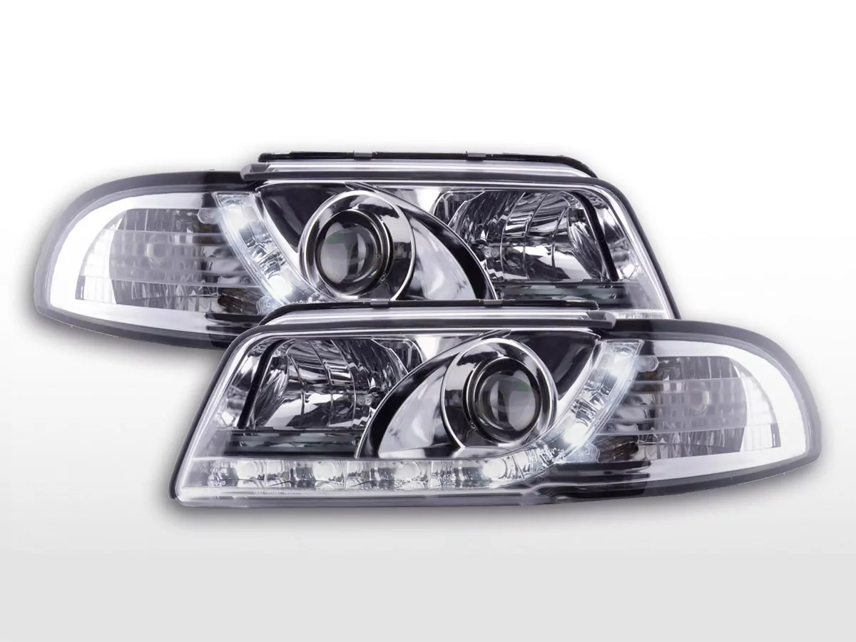 Scheinwerfer Set Daylight LED Tagfahrlicht Audi A4 B5 8D Bj. 94-99 chrom