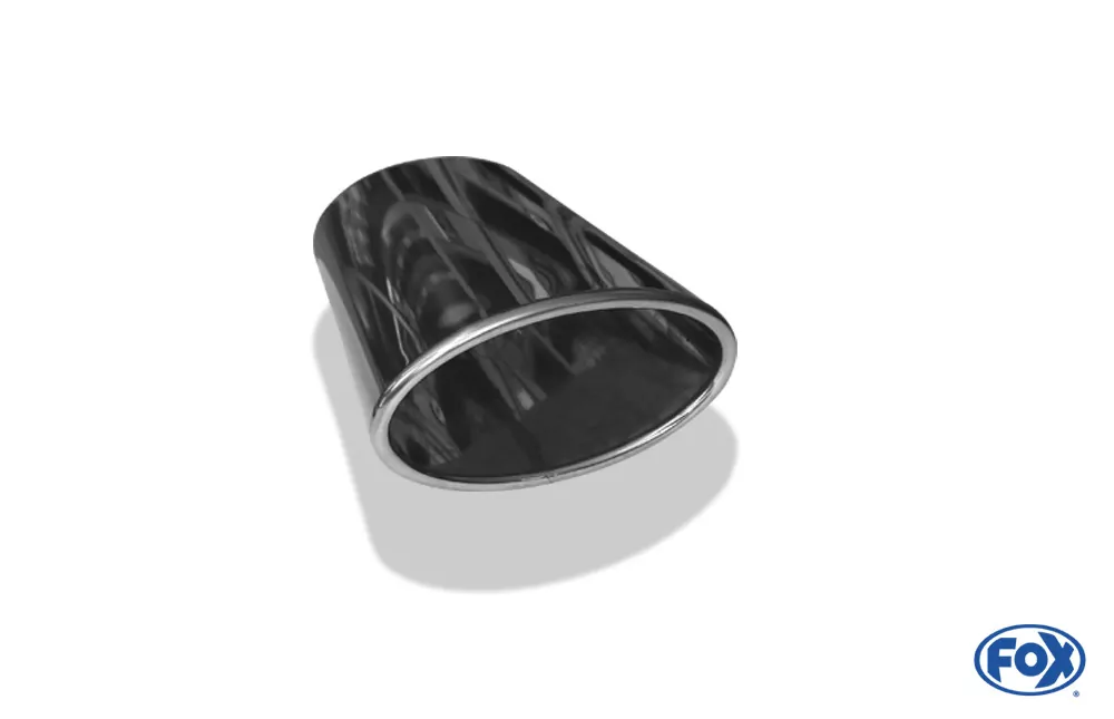 Anschweißendrohr Typ 38 - Rechts  160x90 mm / Länge: 300 mm - oval  - seitlich nach rechts 15°, sowie 15° nach unten abgeschrägt / eingerollt / ohne Absorber