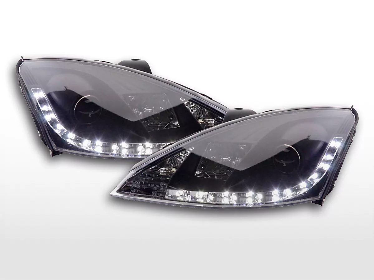 Scheinwerfer Set Daylight LED TFL-Optik Ford Focus 3/4/5-trg. Bj. 98-01 schwarz