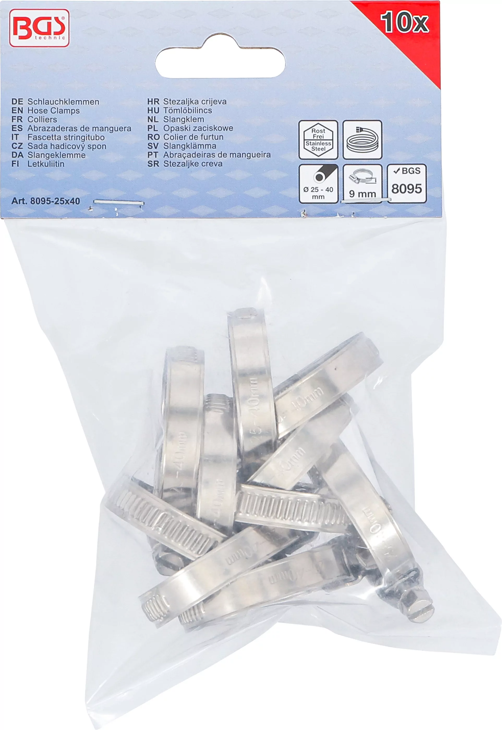 Schlauchklemmen | rostfrei | 25 x 40 mm | 10-tlg.