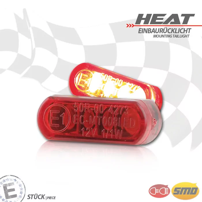 LED-Einbaurücklicht "Heat" | rot | Stück Maße: B 21,5 x H 8,5 x T 11,5 mm | E-geprüft