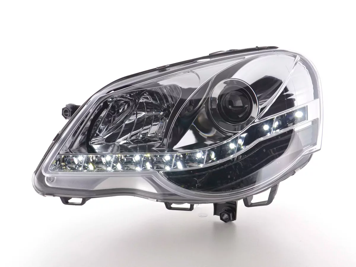 Scheinwerfer Set Daylight LED TFL-Optik VW Polo Typ 9N3  05-09 chrom