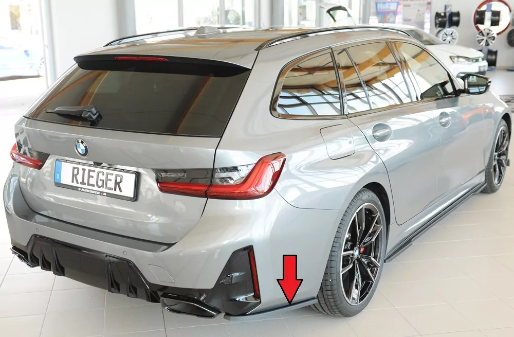 Rieger Heckschürzenansatz seitlich rechts matt schwarz für BMW 3er G21  (G3K) Touring 07.22- (ab Facelift) LCI