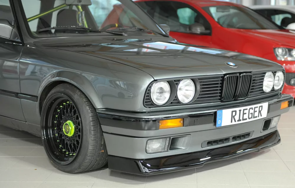 Rieger Spoilerlippe (GBL-38011) glanz schwarz für BMW 3er E30 Touring  bei Lim. ab Bj 9/87, Cabrio ab 10/90