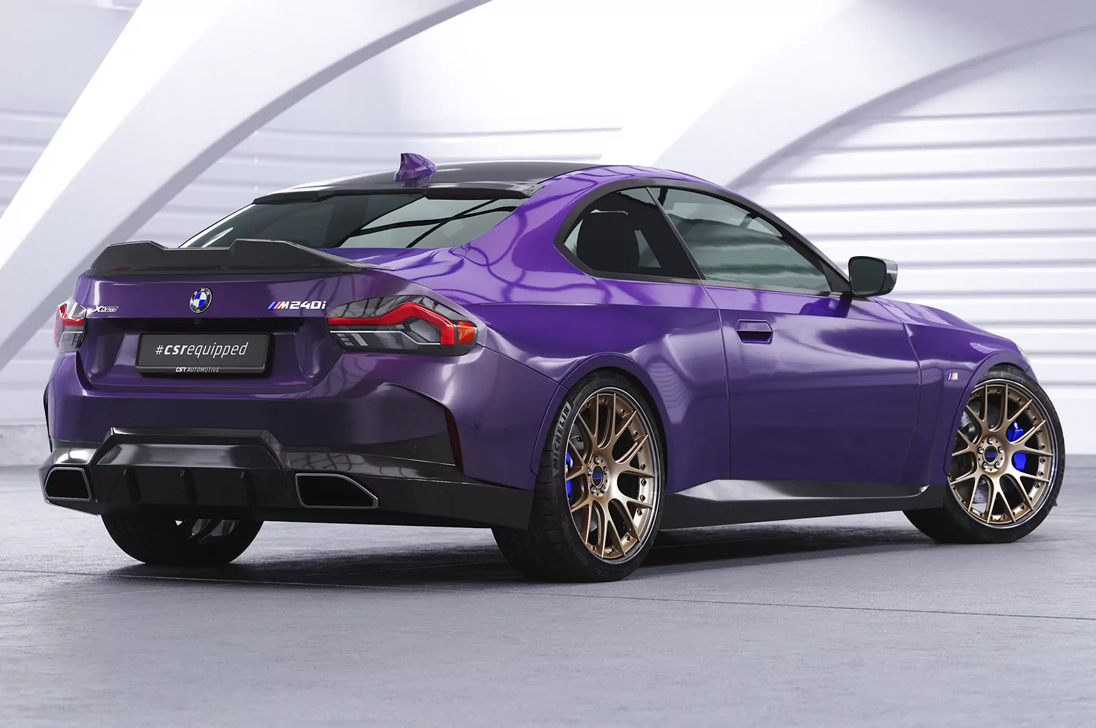 Heckflügel mit ABE für BMW 2er G42 HF970 Schwarz Strukturiert