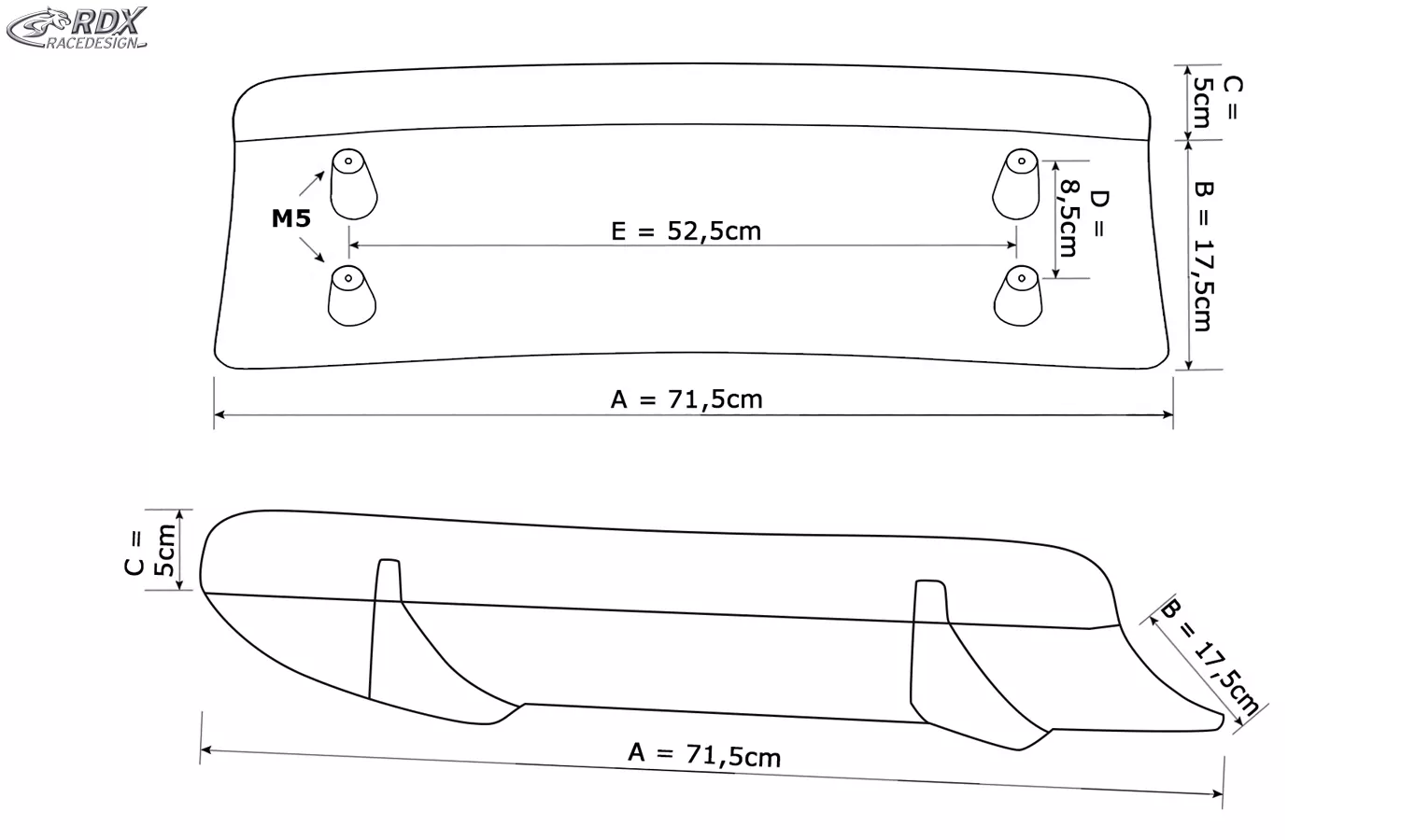 RDX Heckdiffusor U-Diff XL für BMW 5er F07 GT Diffusor Heck Ansatz