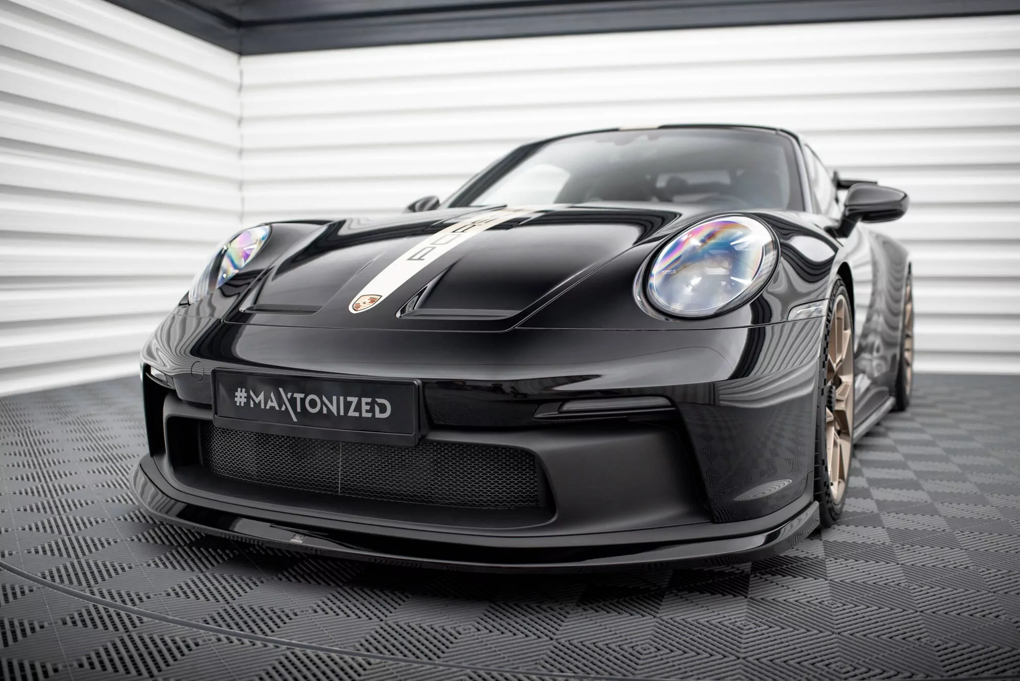Front Ansatz Für Porsche 911 992 GT3 Schwarz Hochglanz