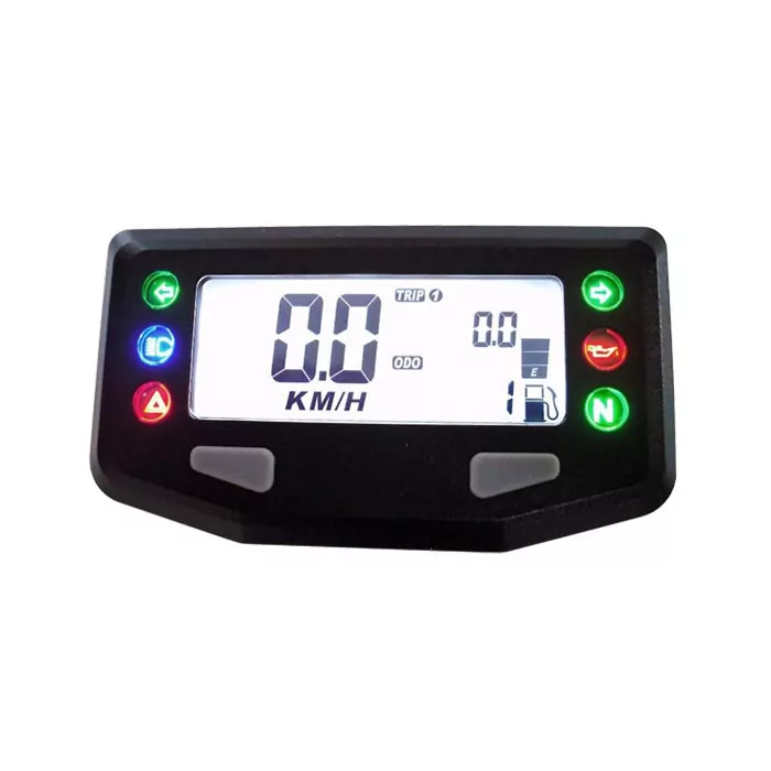 Multifunktionelles Digitalinstrument in schwarz Tacho Tank Uhr Kontrollleuchten | grau-blaue Bele.