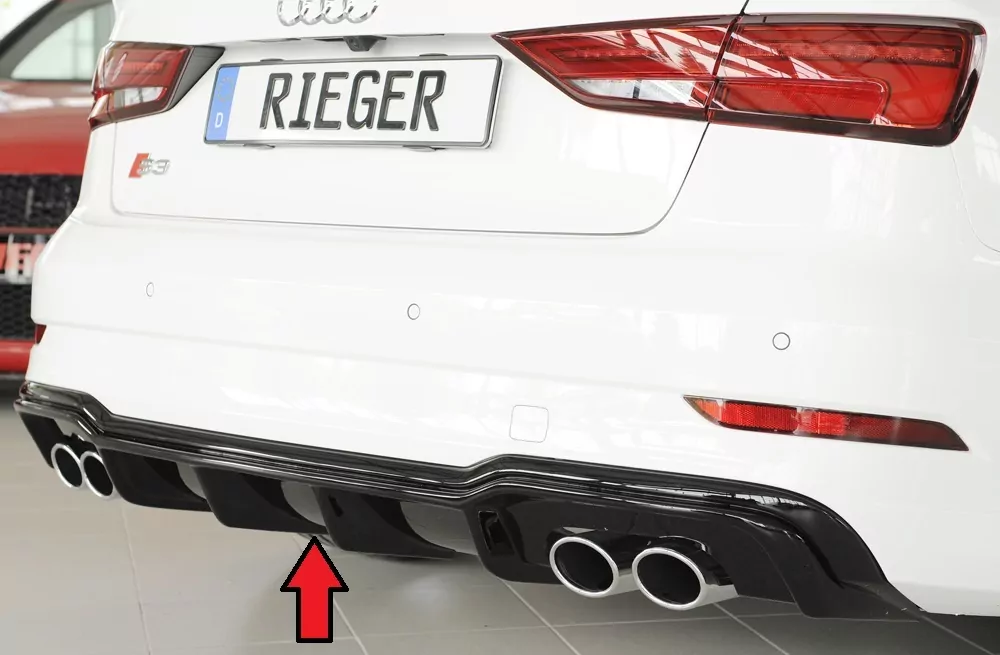 Rieger Heckeinsatz für Audi A3 S3 (8V) | 3-tür. (Cabrio 8V7) 09.16- (ab Facelift) nur S3 (8V) Limousine / Cabrio