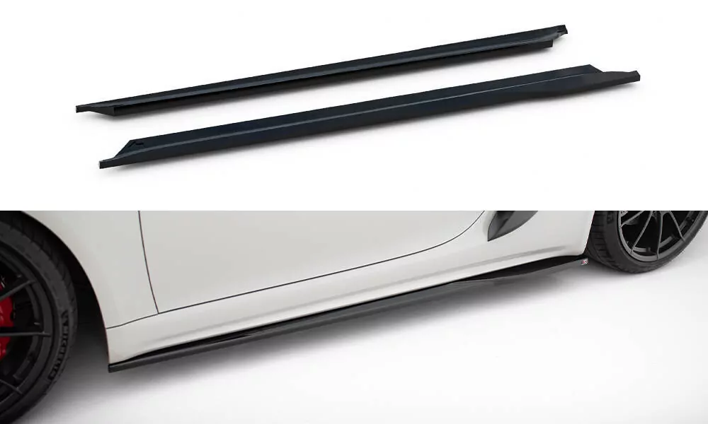 Seitenschweller Ansatz Für Porsche 718 Cayman GTS 982c Schwarz Hochglanz