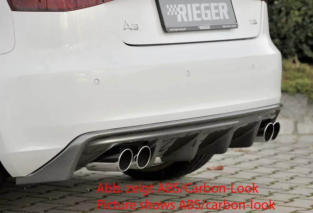 Rieger Heckeinsatz für Audi A3 (8V) - 3-tür. (Schrägheck 8V1) 07.12-08.16 (bis Facelift) carbon optik