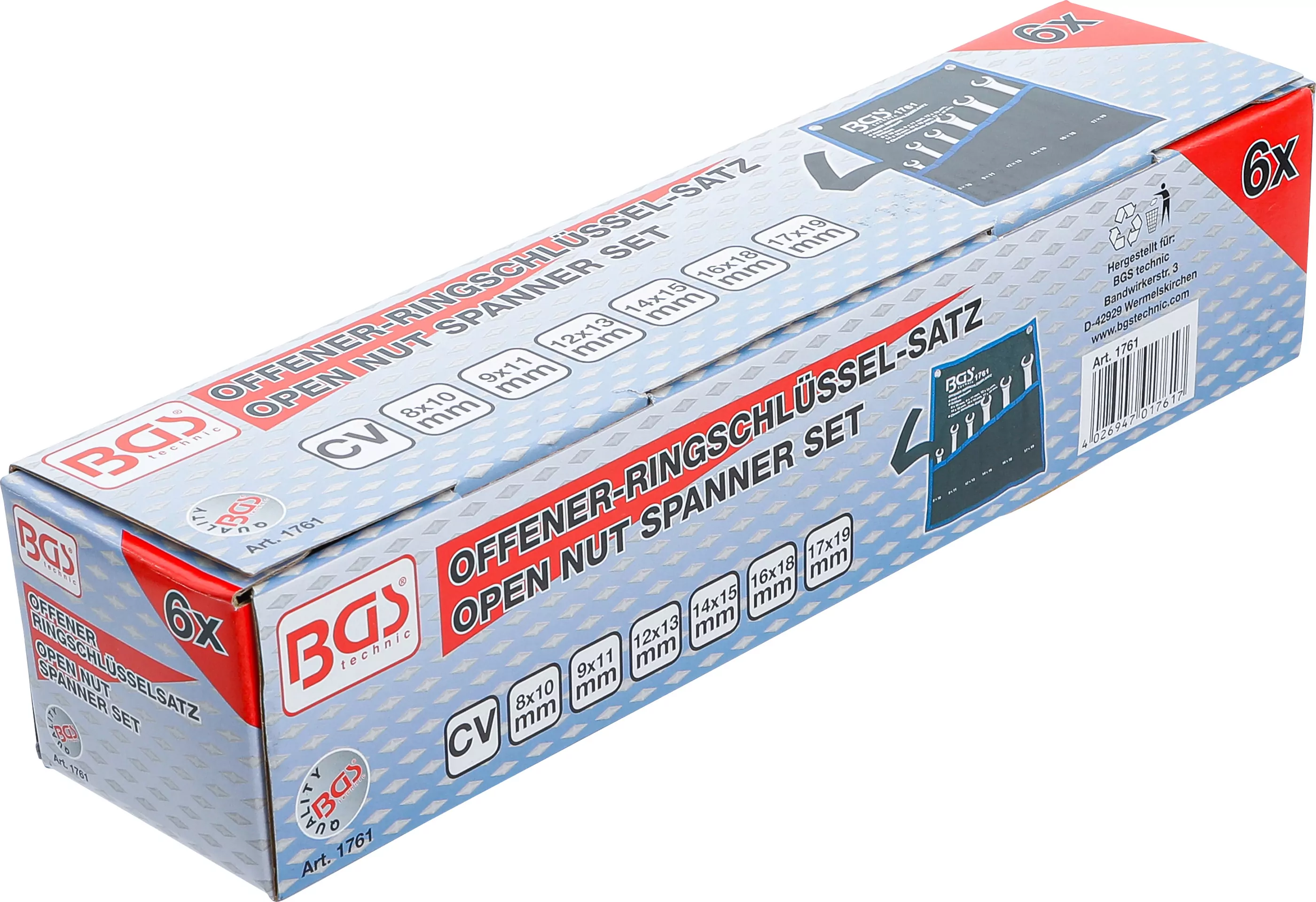 Offener Doppel-Ringschlüssel-Satz | SW 8 x 10 - 17 x 19 mm | 6-tlg.