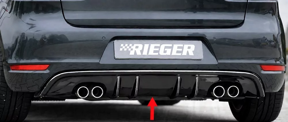 Rieger Heckeinsatz mit 2 Doppelfinnen glanz schwarz für VW Golf 6  10.08-