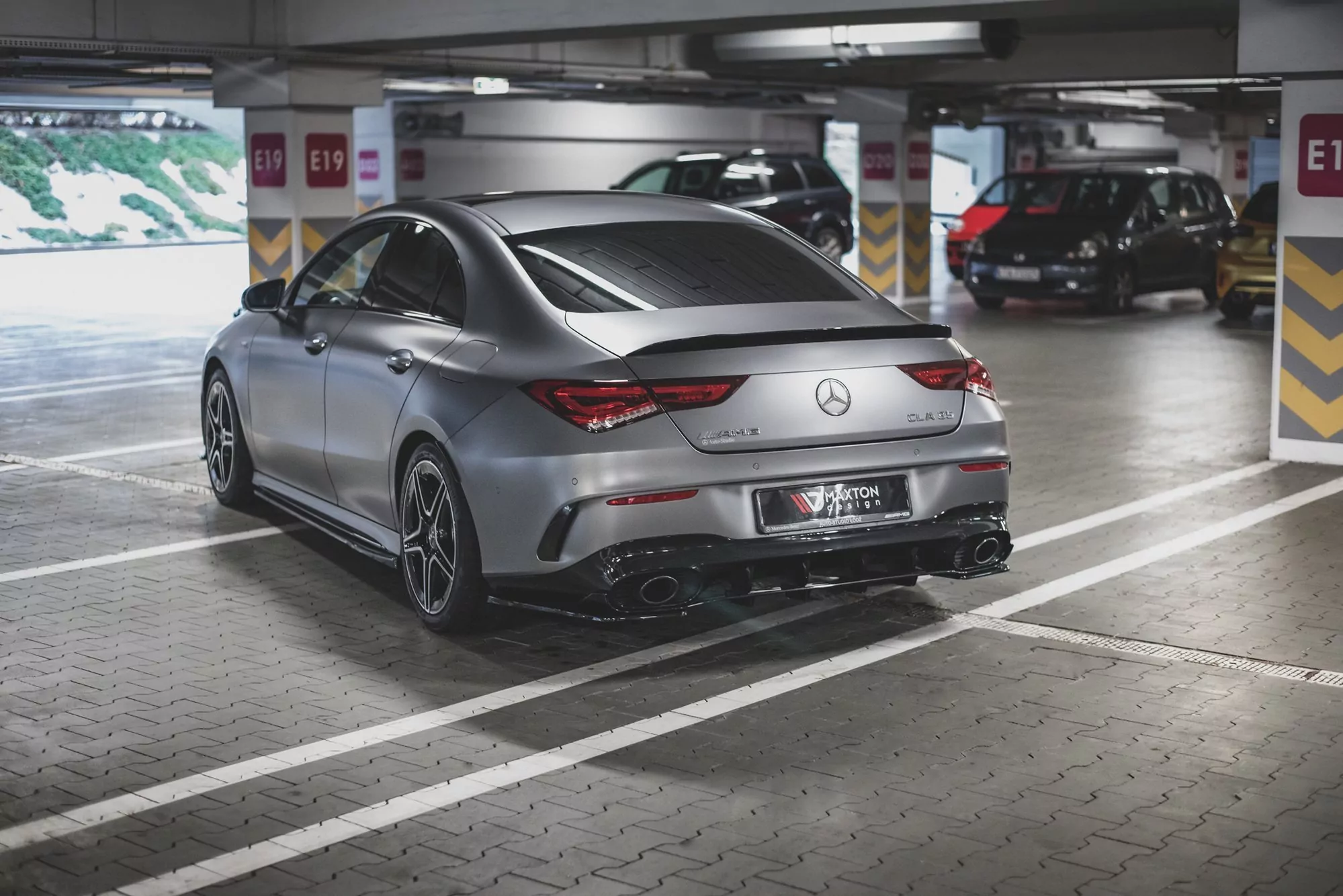 Diffusor Heck Ansatz Für Mercedes-AMG CLA 35 Aero / 45 Aero C118 Schwarz Hochglanz